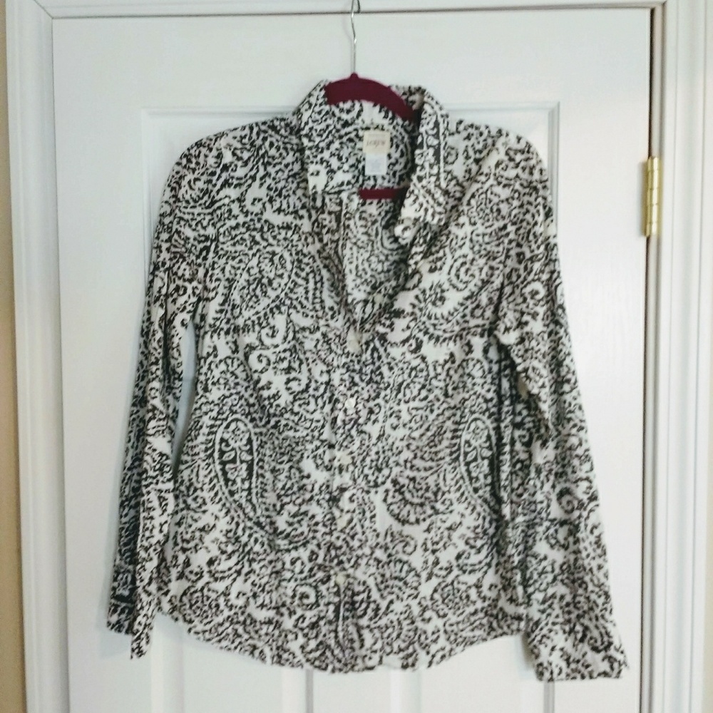 JCrew Perfect Shirt, Gray/White, Size S